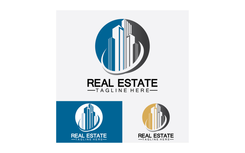 Icône de l'immobilier, constructeur, construction, architecture et logos de construction. v24