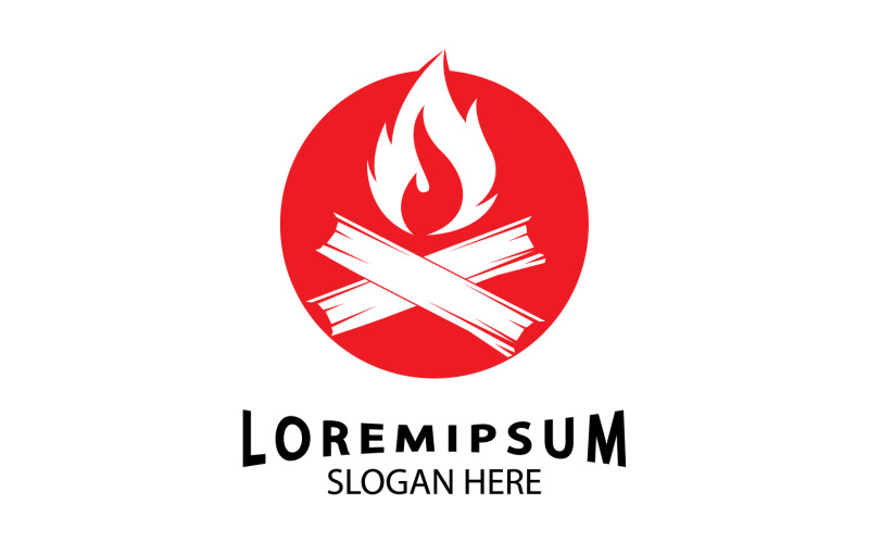 Camp fire icon. Bonfire burning on firewood sign. Vector v10