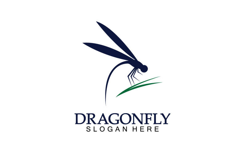 Dragonfly silhouet pictogram platte vector illustratie logo clipart v7