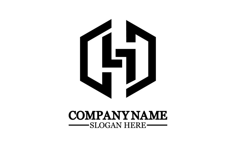 Bokstaven H logotyp ikon designmall element v14