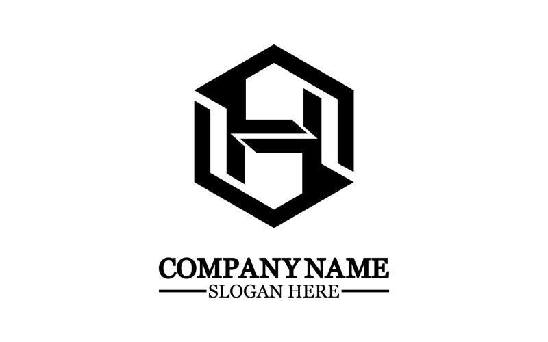 Elementi del modello di disegno dell'icona del logo della lettera H v15