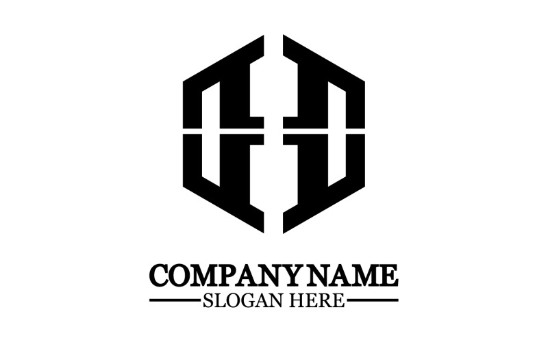 Éléments de modèle de conception d'icône de logo lettre H v5