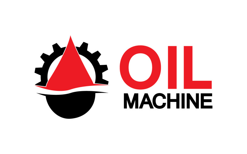Disegno del simbolo del logo Oil Gear Machine, logo goccia d'olio con ingranaggio vettoriale v12
