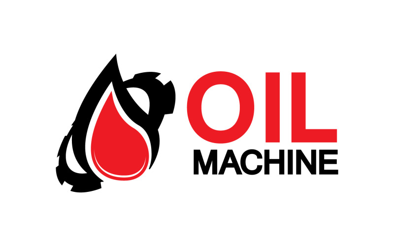 Disegno del simbolo del logo Oil Gear Machine, logo goccia d'olio con ingranaggio vettoriale v15