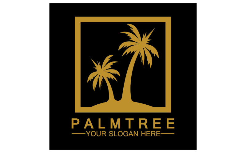 Palmiye ağacı hipster vintage logo vektör simge illüstrasyonu v19