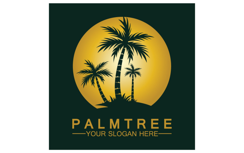 Palmträd hipster vintage logotyp vektor ikon illustration v10