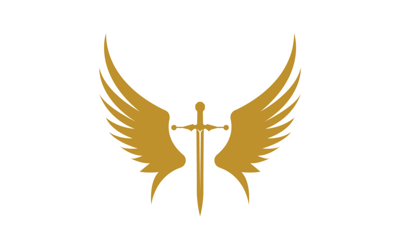 Schwert mit Flügeln. Goldenes Schwertsymbol v1
