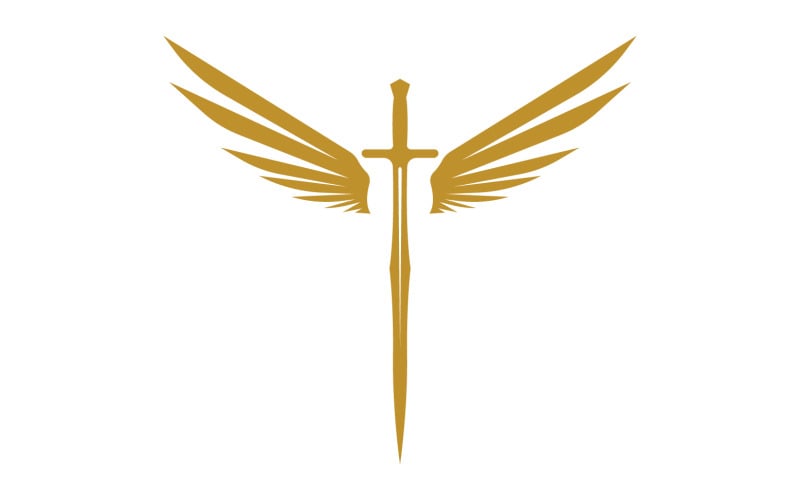Sword with Wings. Golden Sword Symbol v15