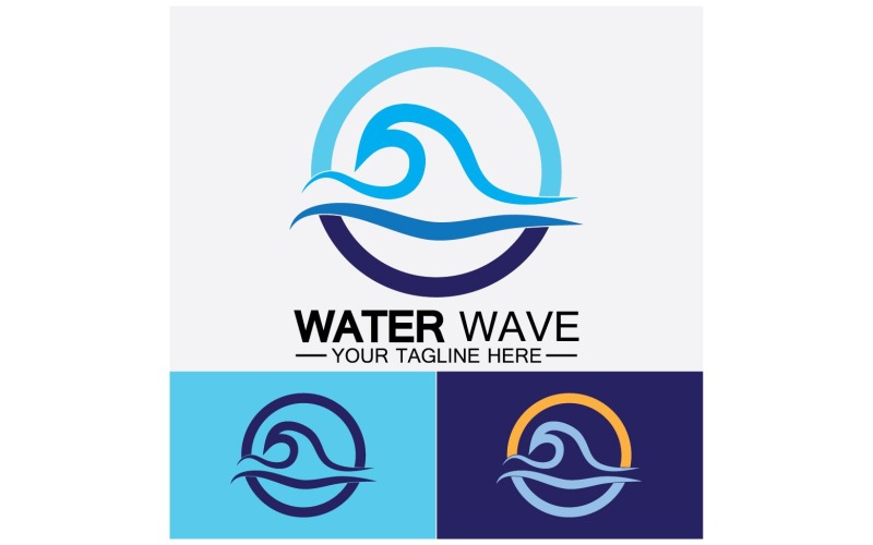 海浪标志模板矢量 v16