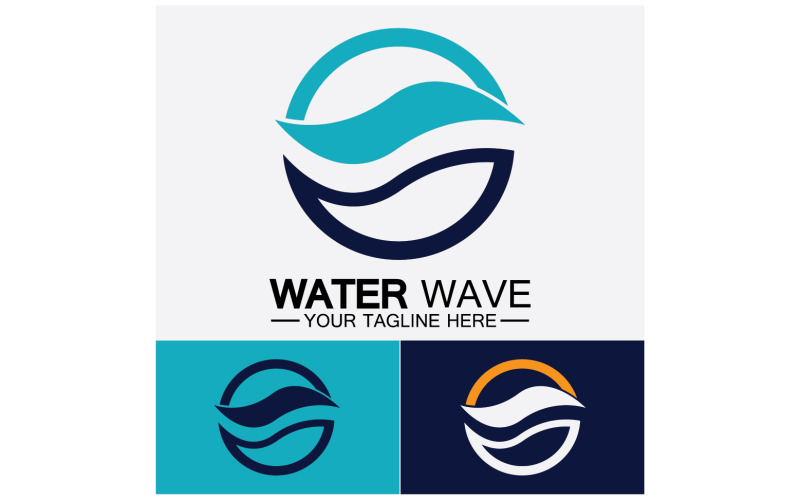 Ocean Wave logó sablon vektor v3