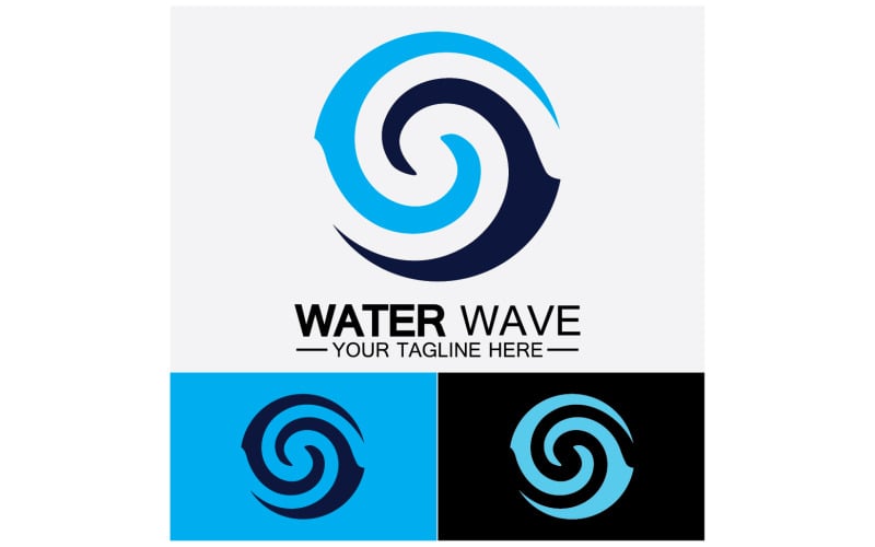 Вектор шаблона логотипа Ocean Wave v8