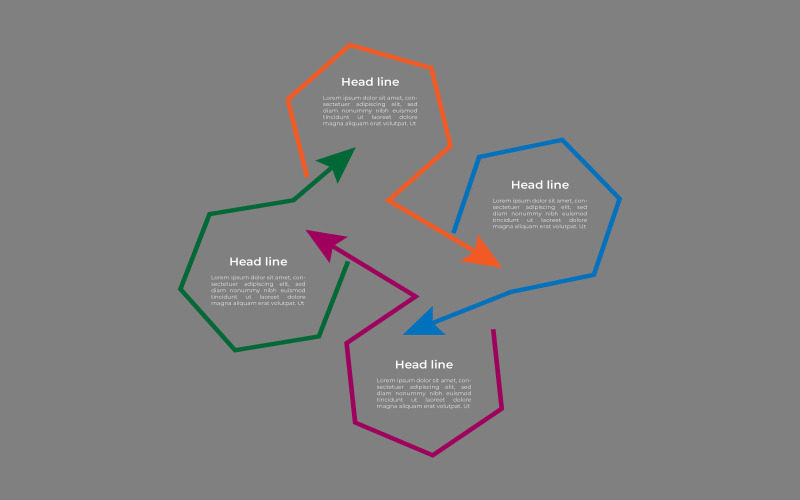Çokgen tarzı 3 adımlı infografik tasarım.