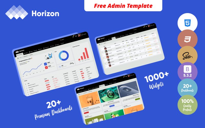 Horizon - Modèle d'administration Bootstrap 5 GRATUIT