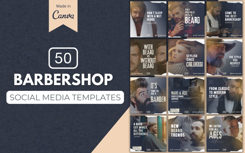50 Barbershop-Canva-Vorlagen für soziale Medien