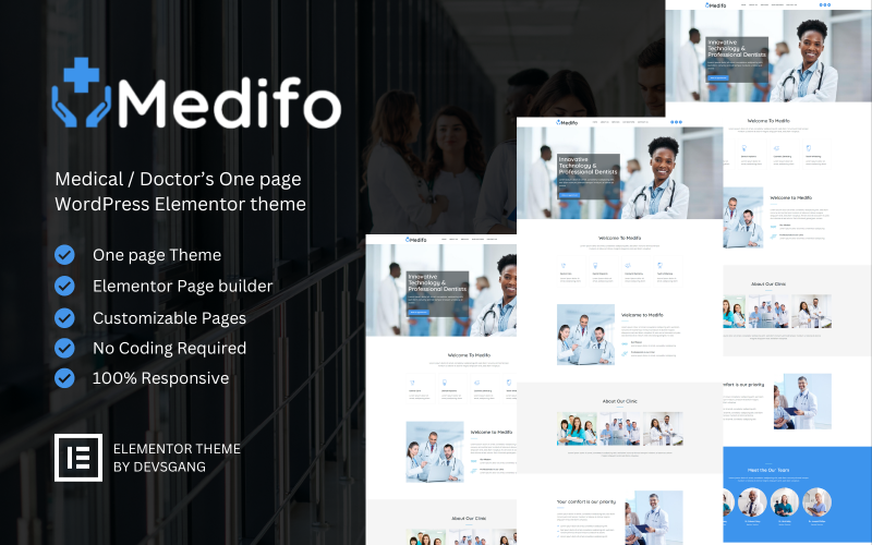 Medifo — medyczna strona docelowa Motyw WordPress Elementor