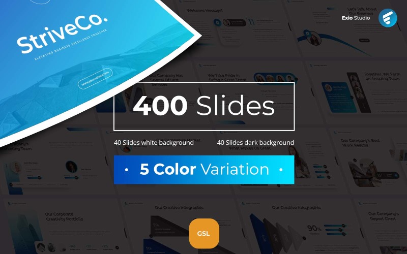 StriveCo — biznesowy szablon prezentacji Google