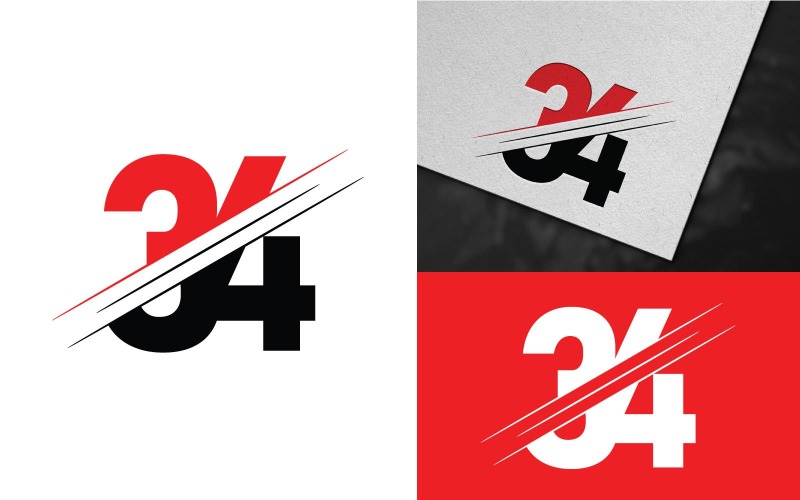 Číslo 34 Návrh šablony Logo