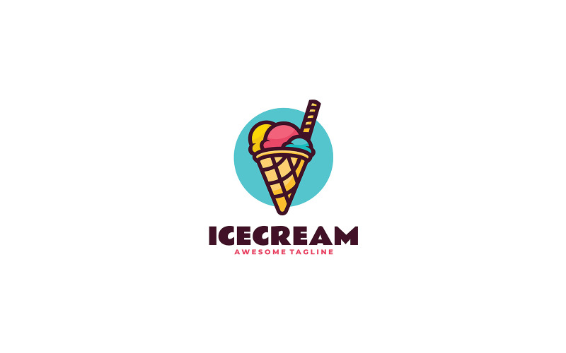 Eiscreme, einfaches Maskottchen-Logo 2