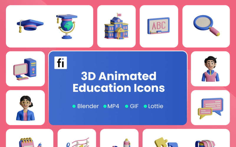 Ilustração de educação animada em 3D