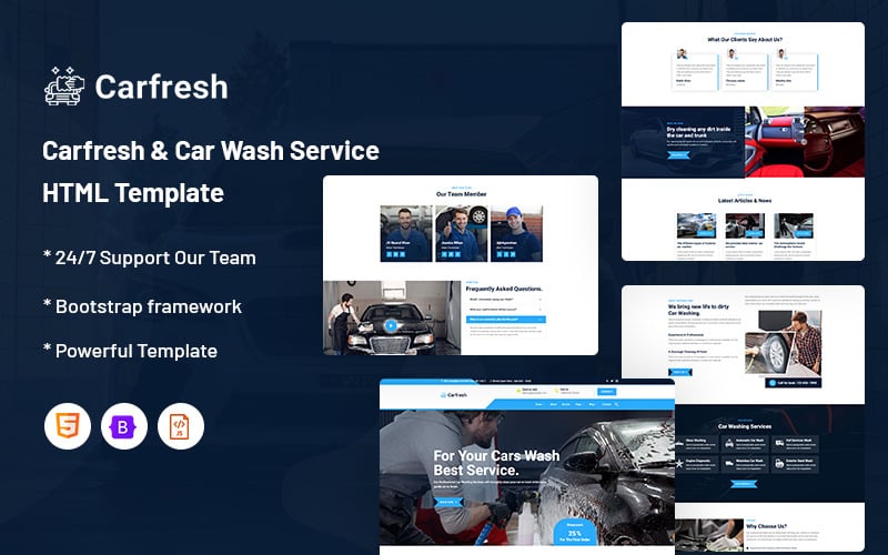 Carfresh – Car Wash Service Website Template