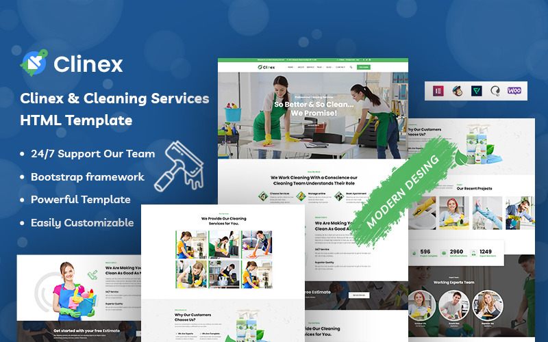 Clinex – Modèle de site Web réactif pour les services de nettoyage