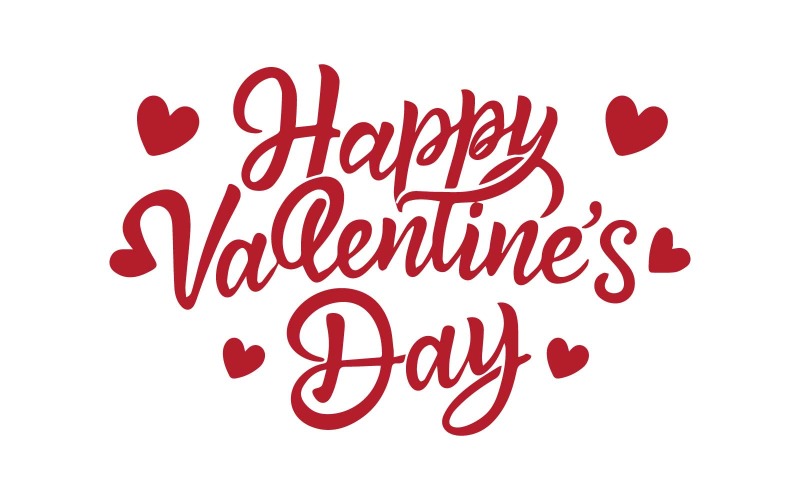 Mutlu Sevgililer Günü tipografi vektör çizimi. Romantik Şablon tasarımı Ücretsiz