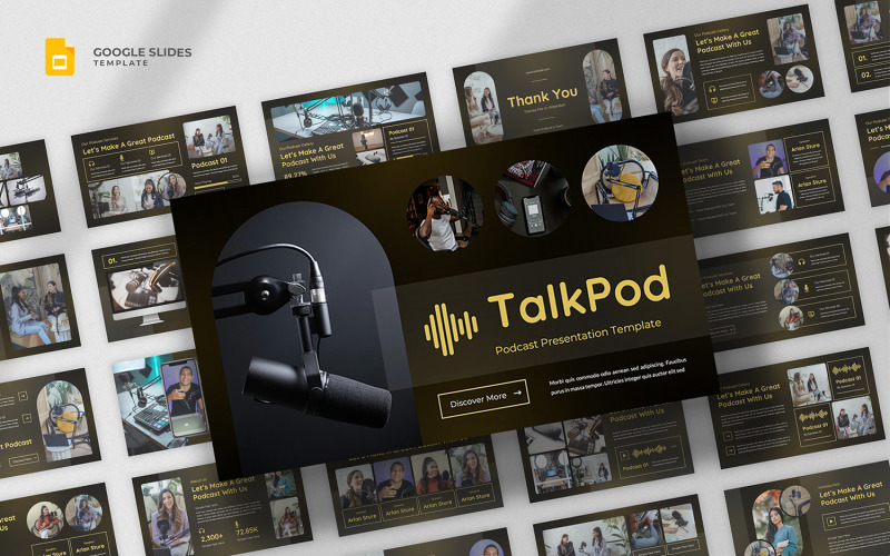 Talkpod — szablon prezentacji Google dla podcastów i radia