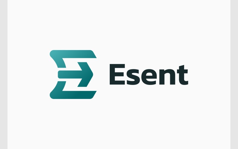 Bokstaven E högerpil modern logotyp