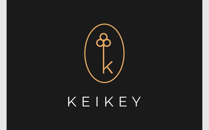 Bokstaven K-nyckel minimalistisk logotyp