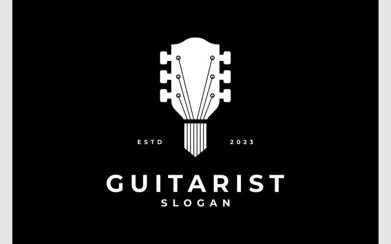 Gitaar akoestische kop muzikaal logo