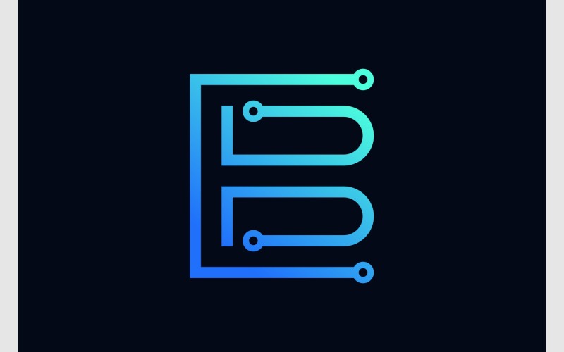 Letter E B Circuit Tech Logo