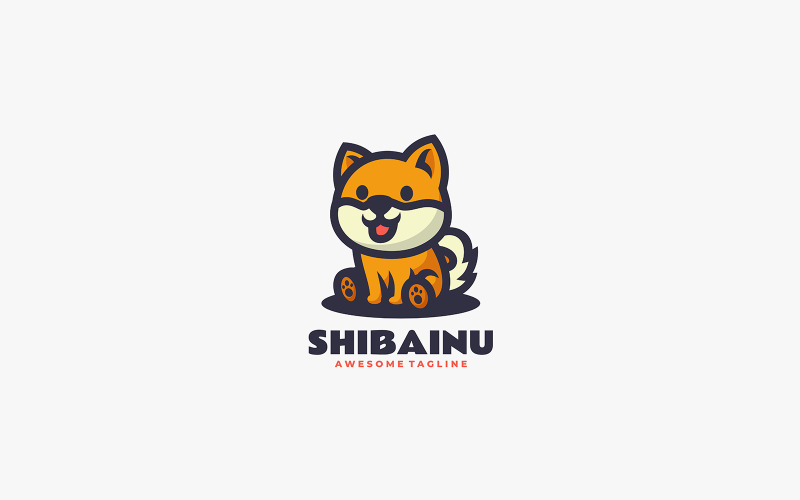 Logotipo de dibujos animados de mascota Shiba Inu 5