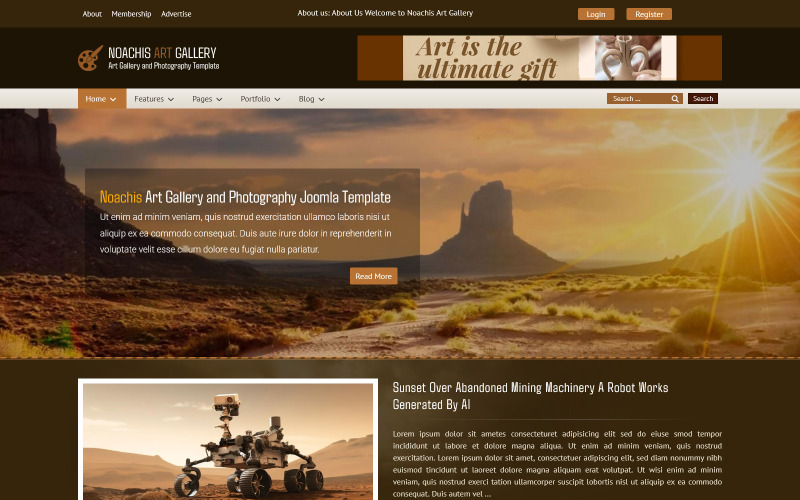 Noachis konstgalleri och fotografi Joomla-mall