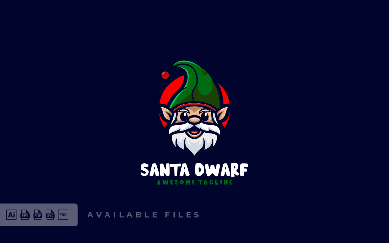 Santa Dwarf Mascot Kreslené Logo