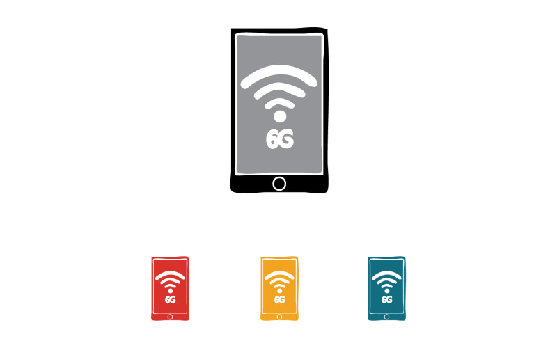 6G signal network tecknology logo vector icon v27