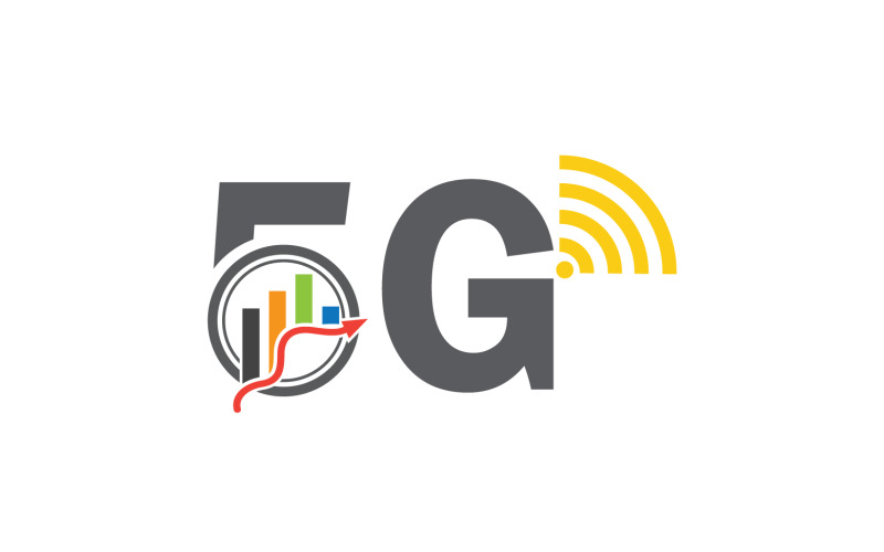 Ícone de vetor de logotipo de tecnologia de rede de sinal 5G v17