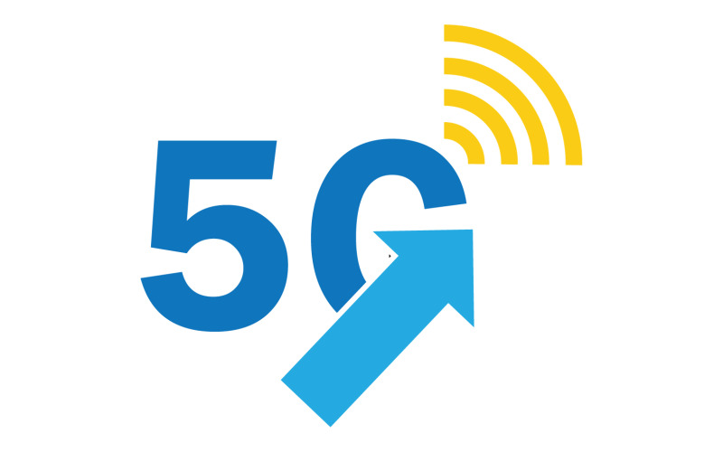 Ícone de vetor de logotipo de tecnologia de rede de sinal 5G v6