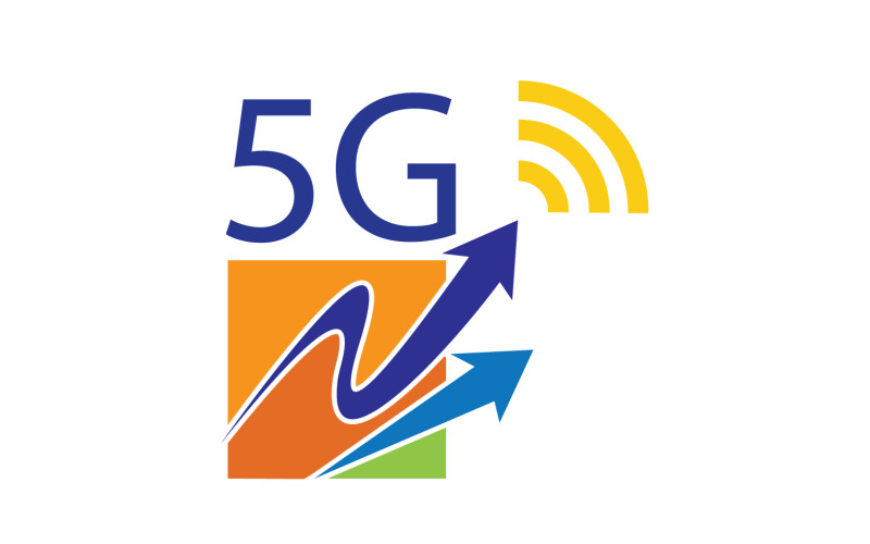 Icône vectorielle du logo de la technologie du réseau de signaux 5G v19