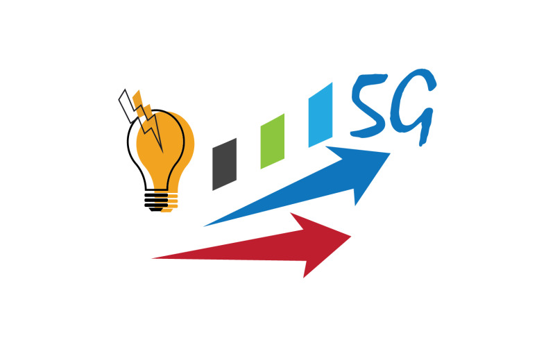 Icône vectorielle du logo de la technologie du réseau de signaux 5G v8