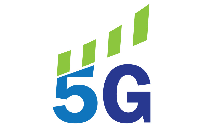 Icône vectorielle du logo de la technologie du réseau de signaux 5G v9