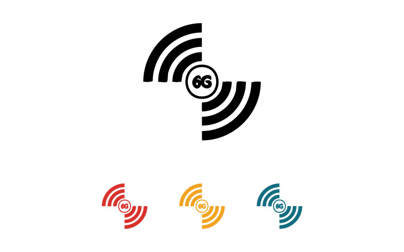 Icono vectorial del logotipo de tecnología de red de señal 6G v18