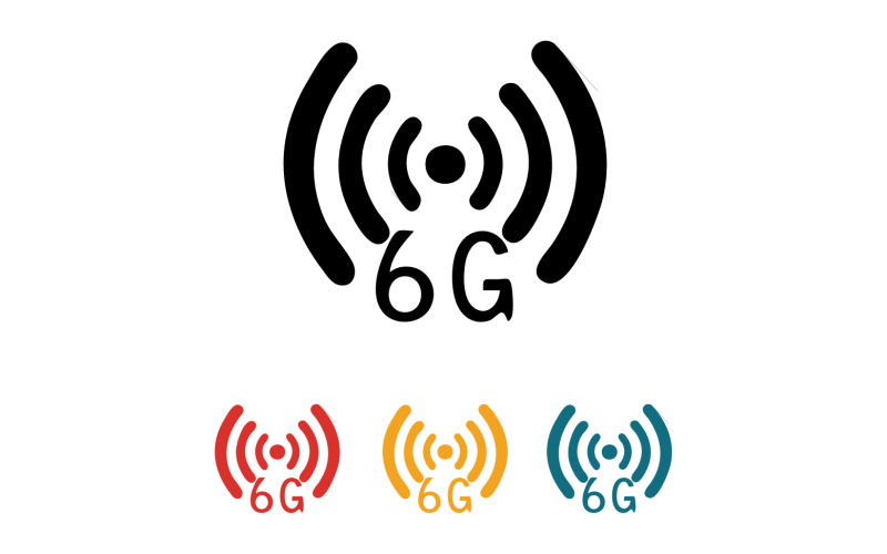 Icono vectorial del logotipo de tecnología de red de señal 6G v7
