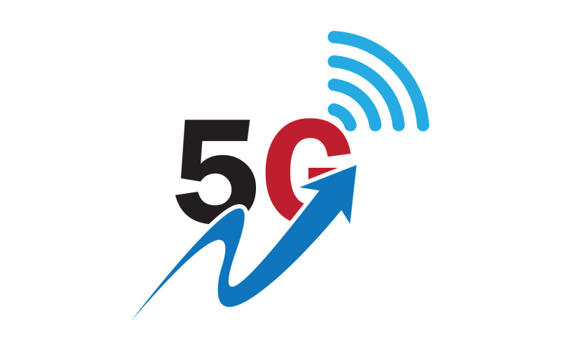 Ikona wektora logo technologii sieci sygnałowej 5G v14
