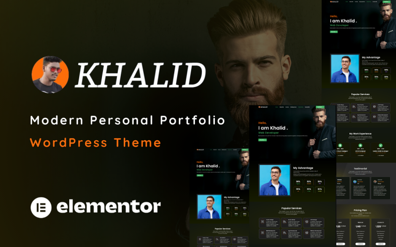 Khalid — motyw WordPress z portfolio na jednej stronie