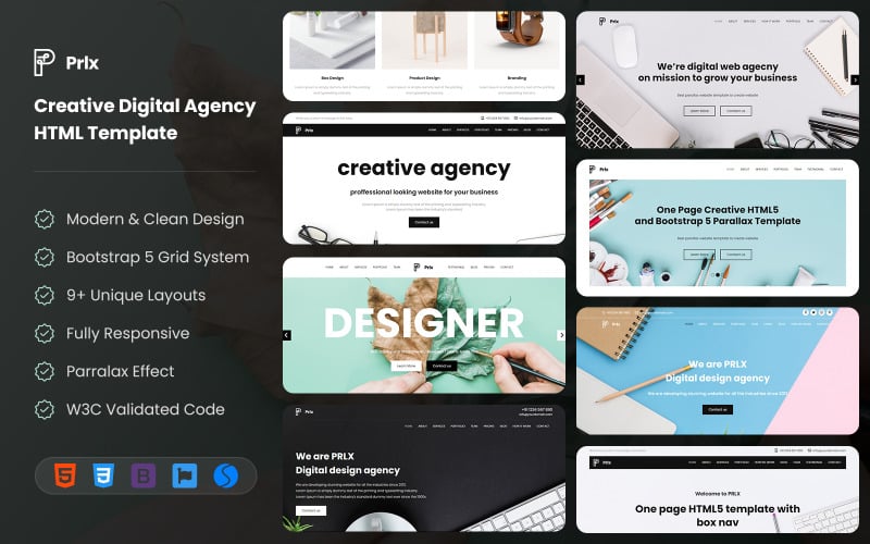 Prlx - Modèle HTML d'agence numérique créative