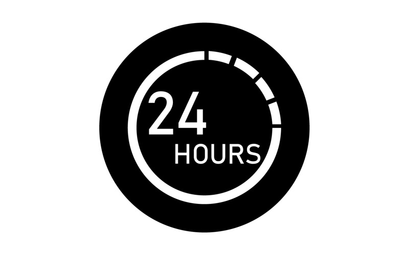 24 timmars tid ikon logotyp design v77