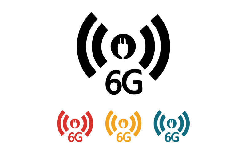 Icône vectorielle du logo de la technologie du réseau de signaux 6G v52