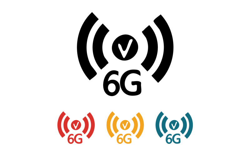 Icono vectorial del logotipo de tecnología de red de señal 6G v53