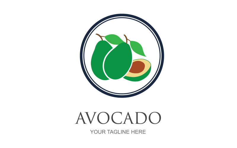 Design del logo vettoriale dell'icona dei frutti dell'avocado v9