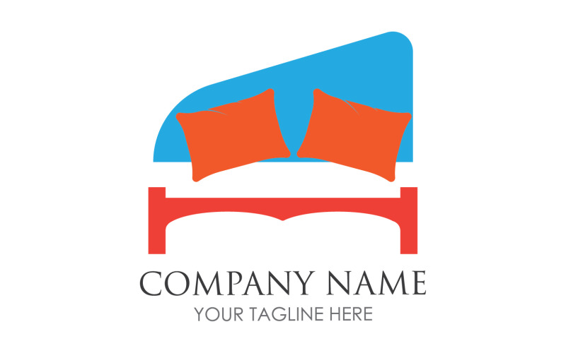 Значок логотипа отеля кровать и подушка v26